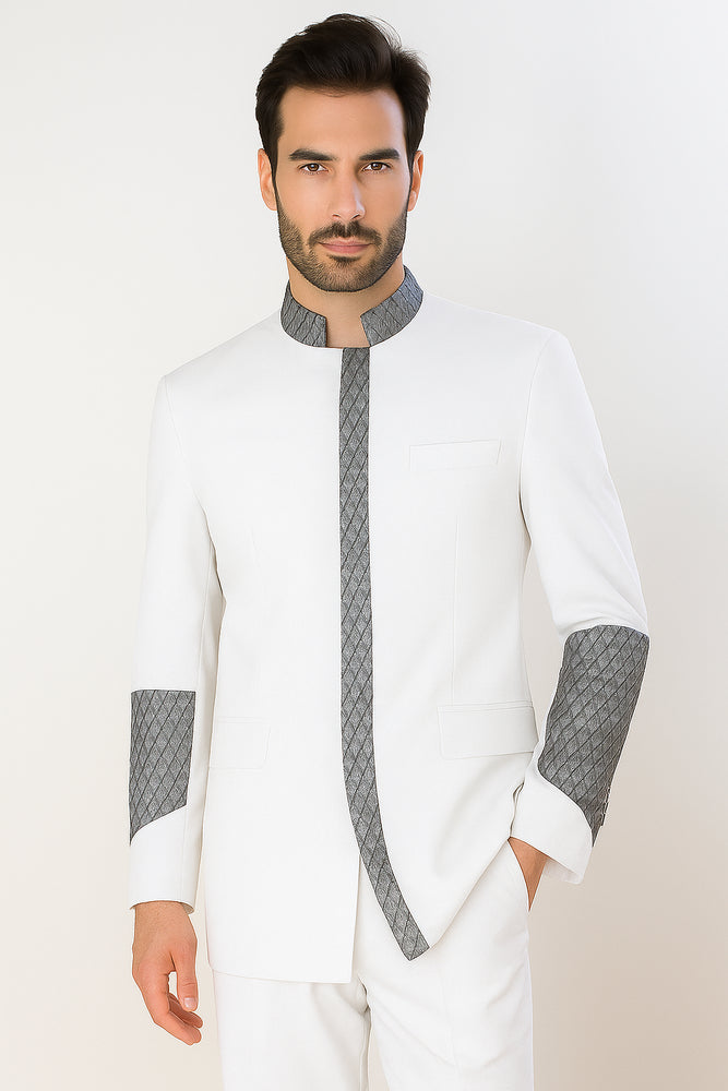 Apollo King Men's 2 Piece Nehru Style Suit Pastor Church Suit