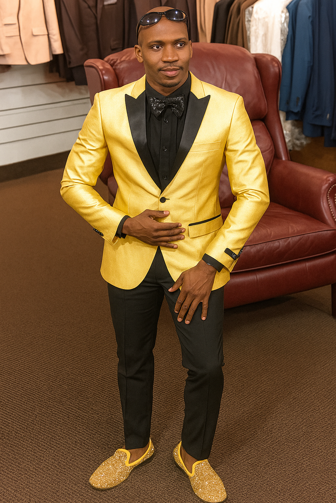 Men's Gold Two Buttons Dress Casual Blazer