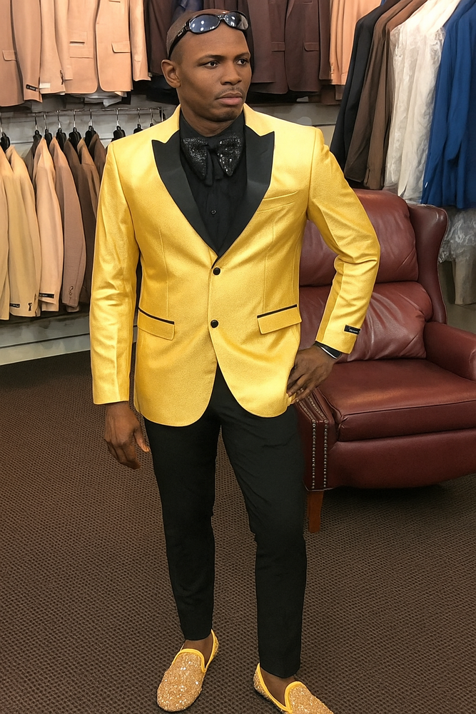 Men's Gold Two Buttons Dress Casual Blazer
