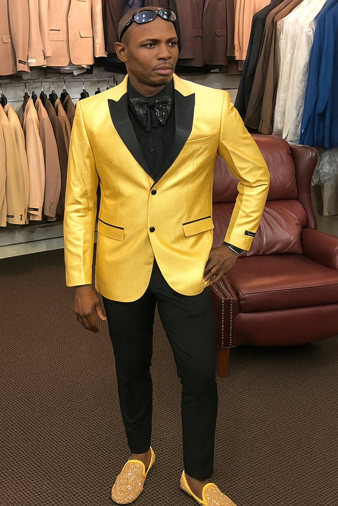 Men's Gold Two Buttons Dress Casual Blazer