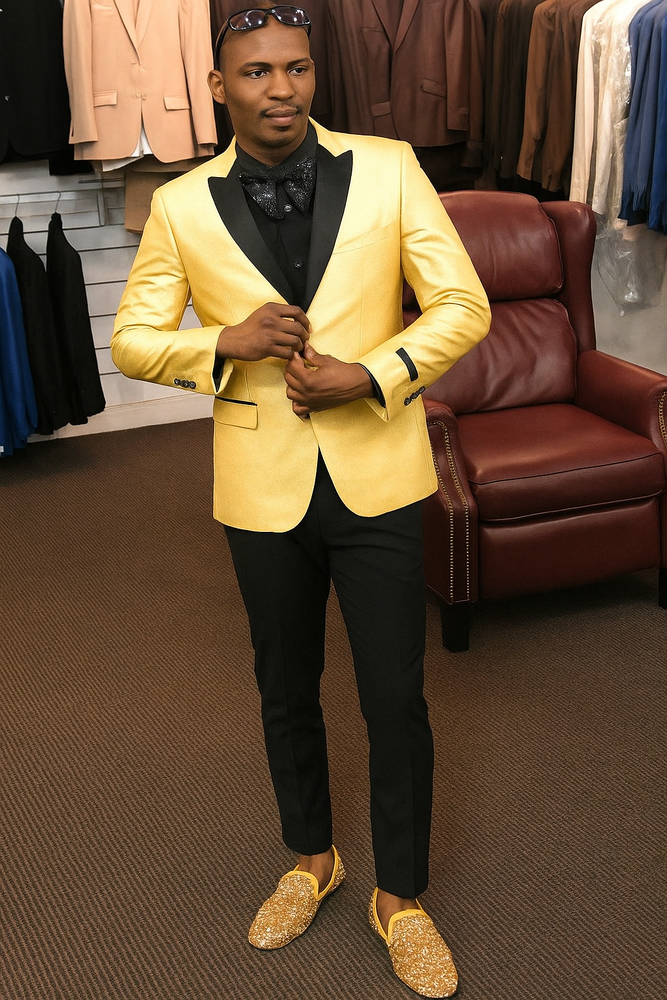 Men's Gold Two Buttons Dress Casual Blazer