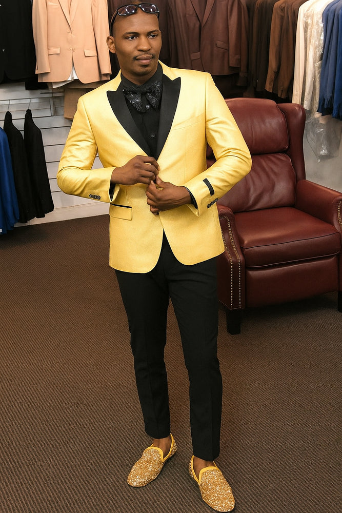 Men's Gold Two Buttons Dress Casual Blazer