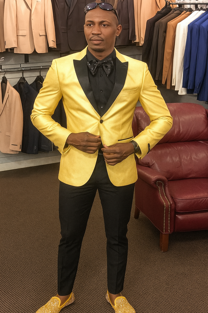 Men's Gold Two Buttons Dress Casual Blazer