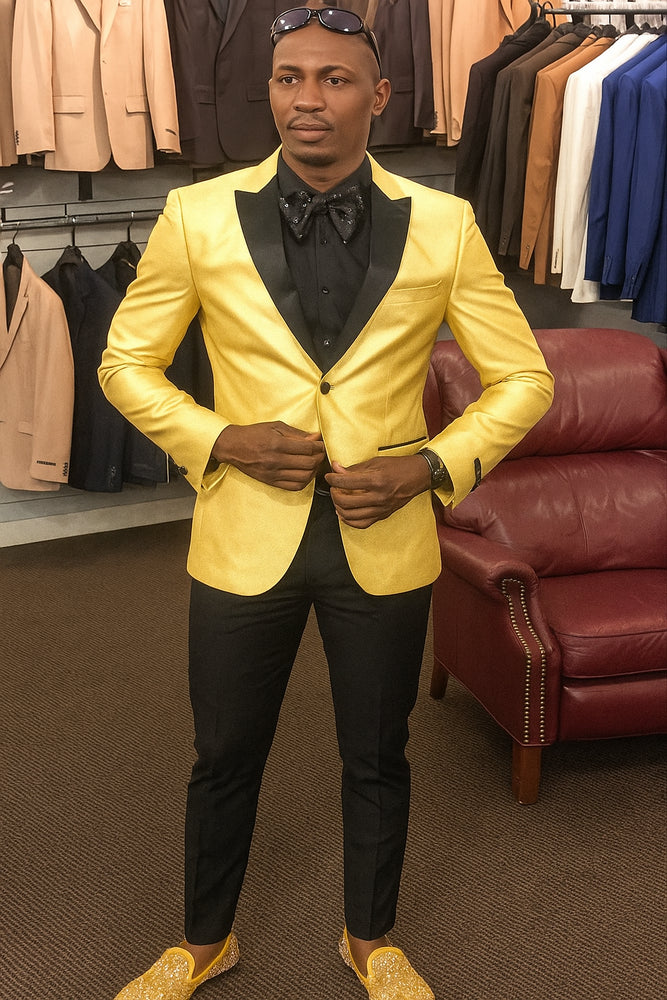 Men's Gold Two Buttons Dress Casual Blazer