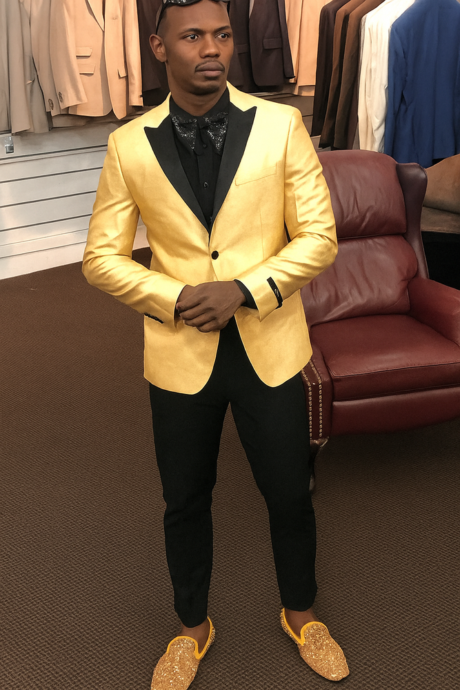 Men's Gold Two Buttons Dress Casual Blazer