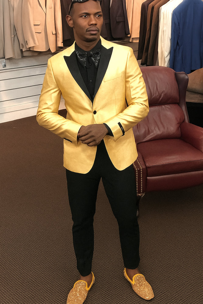Men's Gold Two Buttons Dress Casual Blazer