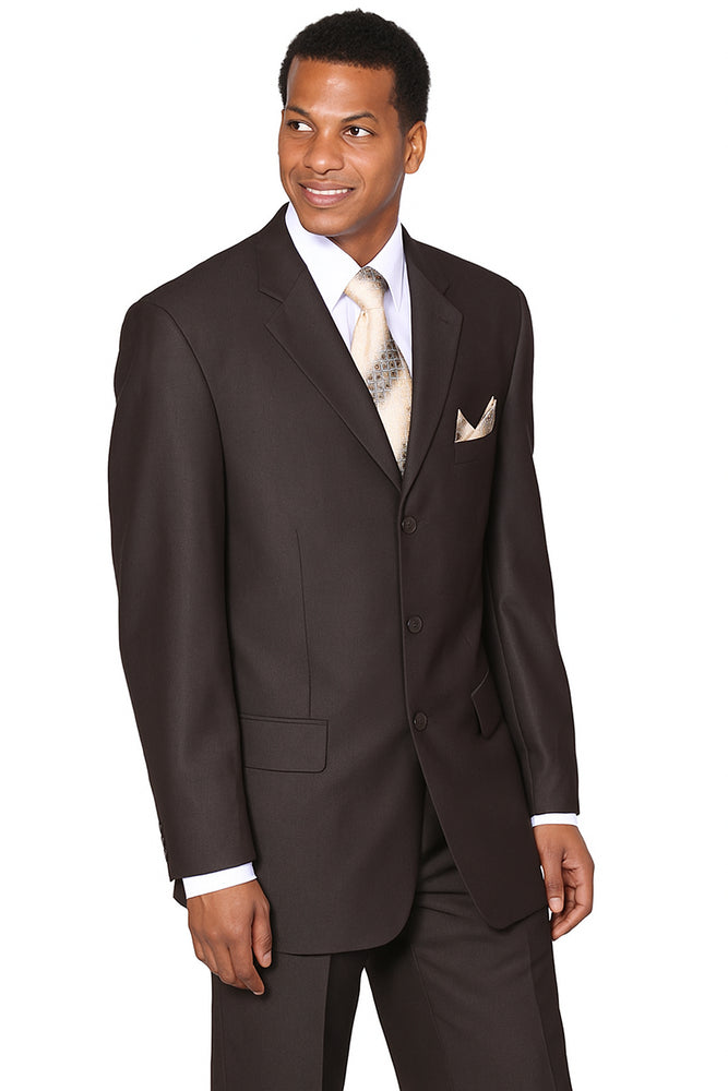 "Classic Men's 3-Button Wool Feel Suit - Designer Brand - Brown by Mens Classic"