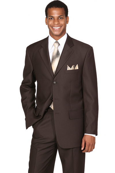 "Classic Men's 3-Button Wool Feel Suit - Designer Brand - Brown by Mens Classic"