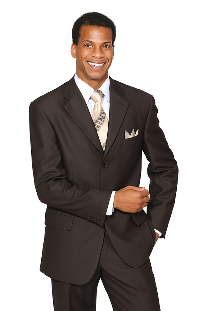 "Classic Men's 3-Button Wool Feel Suit - Designer Brand - Brown by Mens Classic"