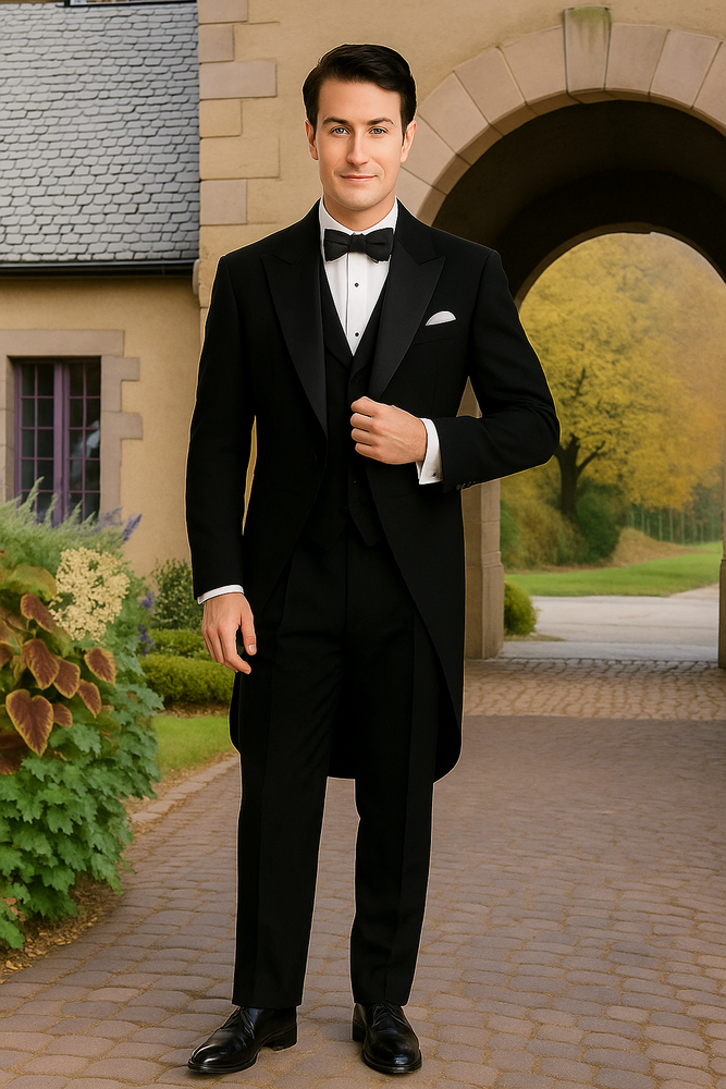 Men's Black Tailcoat Tuxedo 2PC Super 150's Wool Hand Made premier quality italian fabric Design Tuxedo Jacket with the tail suit