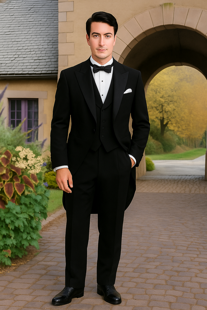 Men's Black Tailcoat Tuxedo 2PC Super 150's Wool Hand Made premier quality italian fabric Design Tuxedo Jacket with the tail suit