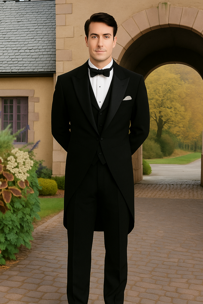 Men's Black Tailcoat Tuxedo 2PC Super 150's Wool Hand Made premier quality italian fabric Design Tuxedo Jacket with the tail suit