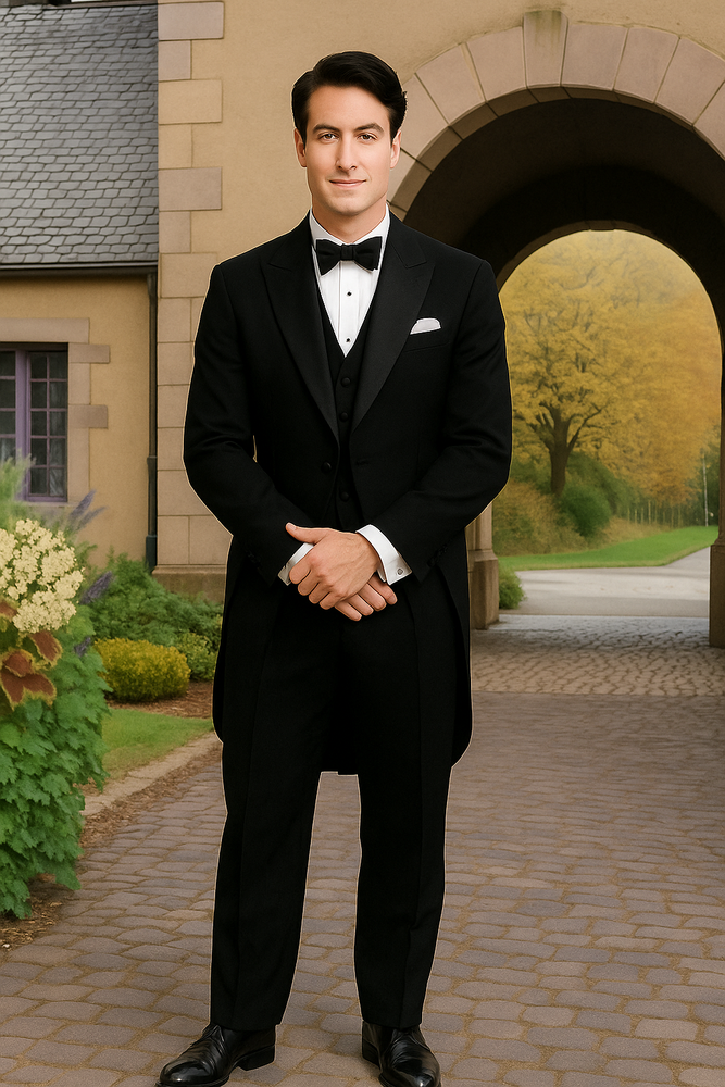 Men's Black Tailcoat Tuxedo 2PC Super 150's Wool Hand Made premier quality italian fabric Design Tuxedo Jacket with the tail suit