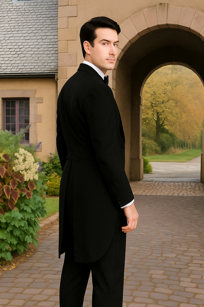 Men's Black Tailcoat Tuxedo 2PC Super 150's Wool Hand Made premier quality italian fabric Design Tuxedo Jacket with the tail suit