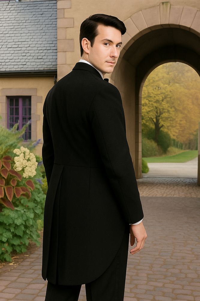 Men's Black Tailcoat Tuxedo 2PC Super 150's Wool Hand Made premier quality italian fabric Design Tuxedo Jacket with the tail suit