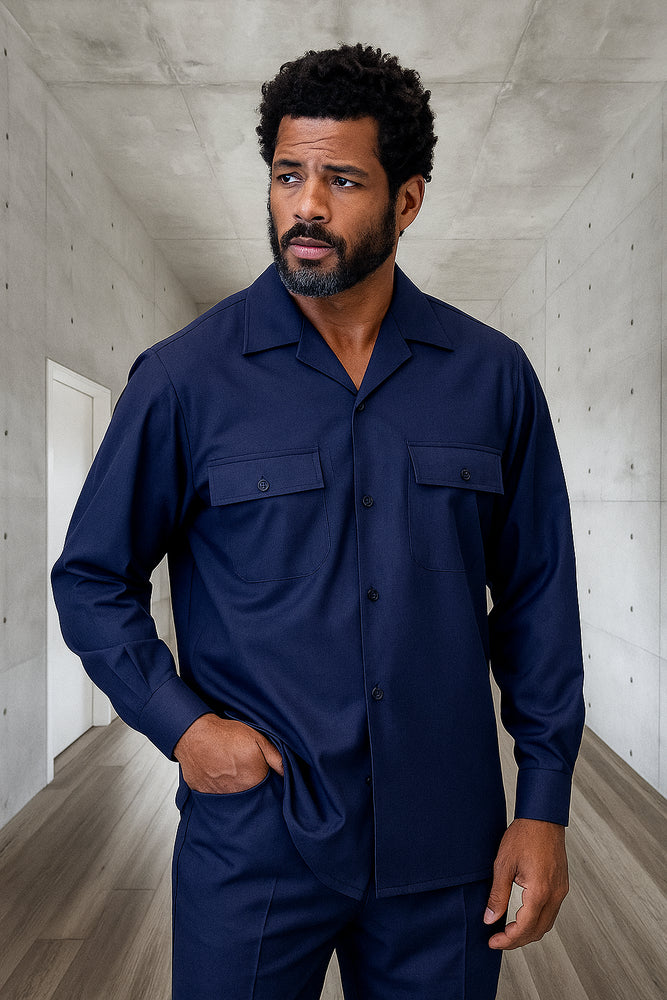 Mens 2-Piece 100% Wool Walking Suit with Pleated Wide-Leg Pants – Classic and Comfortable
