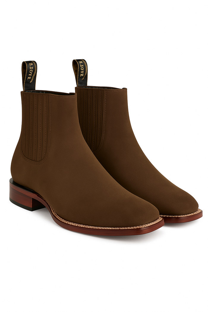 Botines Charros de Gamuza Punta Cuadrada Color Shedron LAB-82B6350