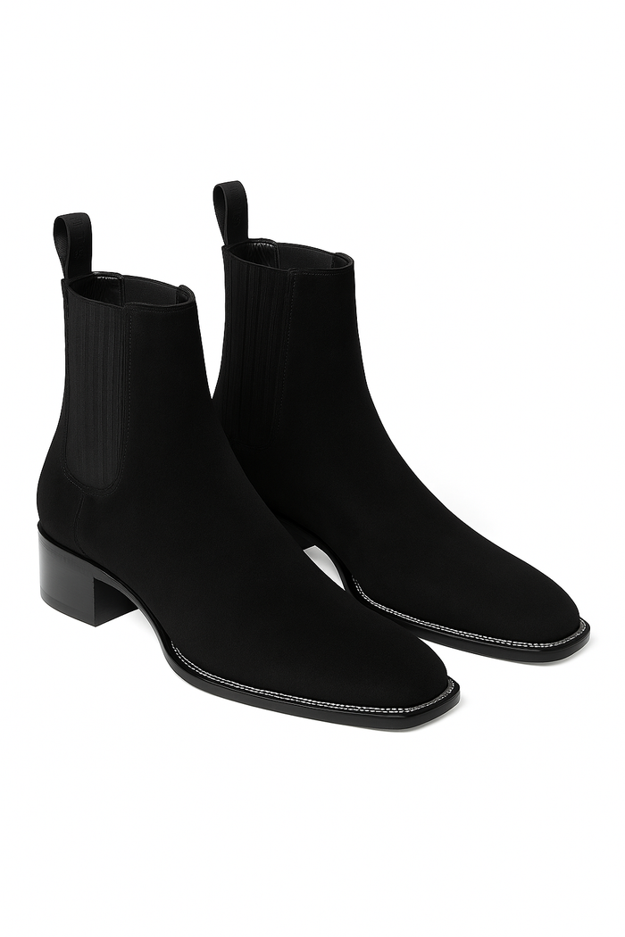 Botines Charros de Gamuza Punta Cuadrada Color Shedron LAB-82B6350