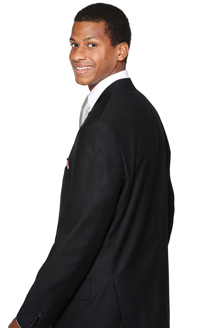 Mens Classic 3 Button Wool Feel Suit in Black