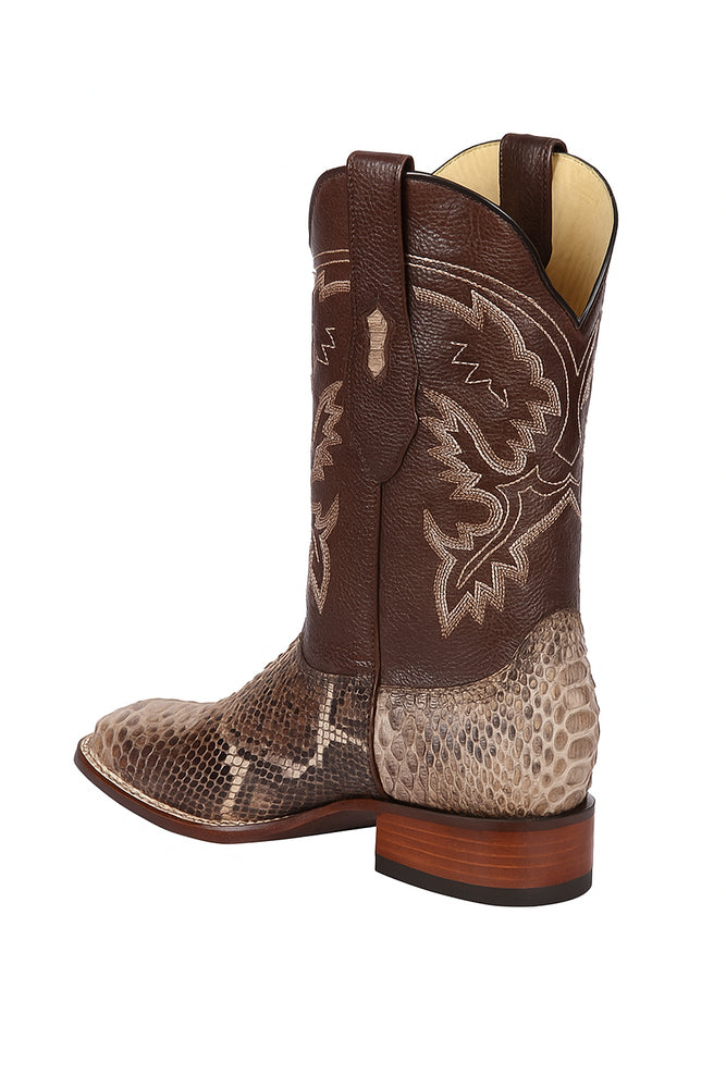 Botas de Piton Original Horma Ranchera Cuadrada Ancha Suela TPU
