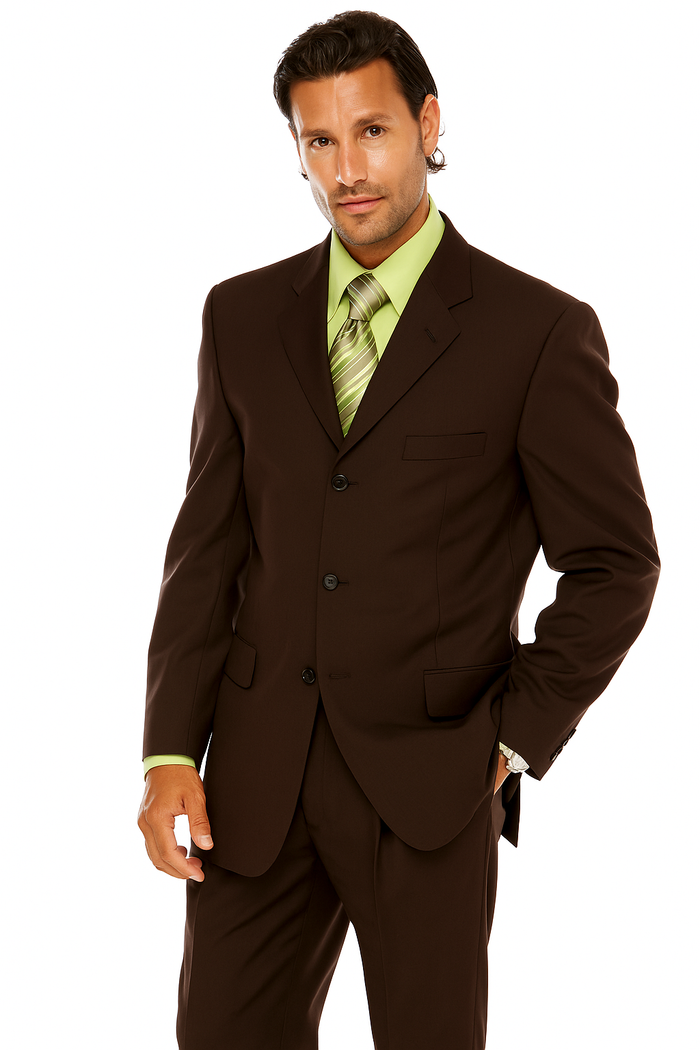 Italian Wine/Brown Italian Super 150's Wool premier quality italian fabric Design Three Buttons Style suit