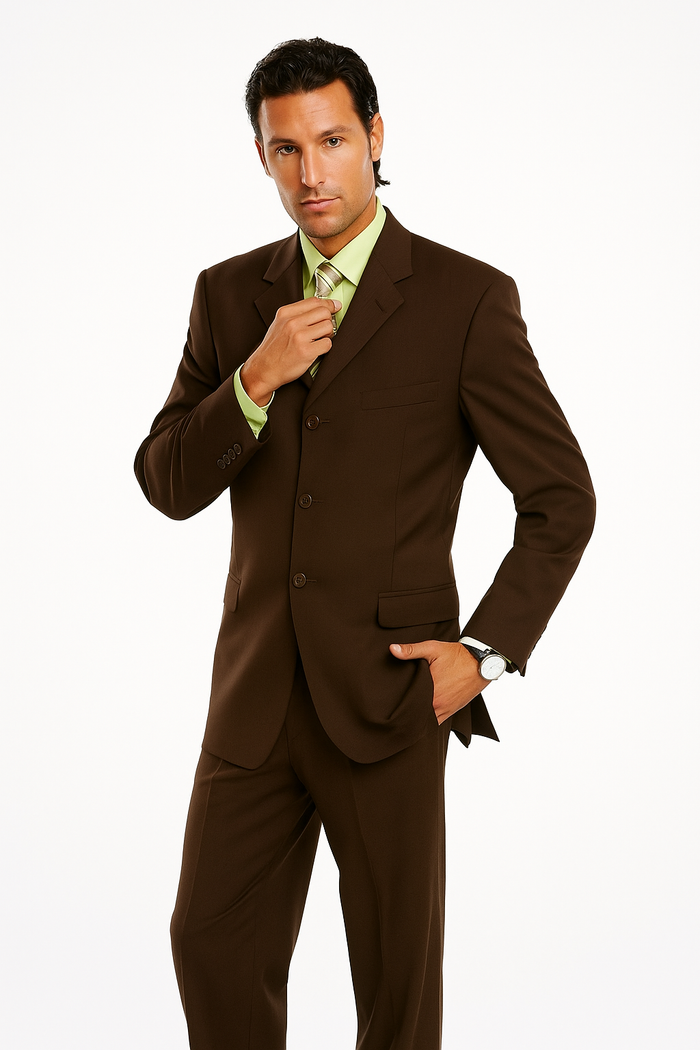 Italian Wine/Brown Italian Super 150's Wool premier quality italian fabric Design Three Buttons Style suit