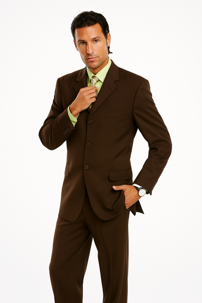 Italian Wine/Brown Italian Super 150's Wool premier quality italian fabric Design Three Buttons Style suit