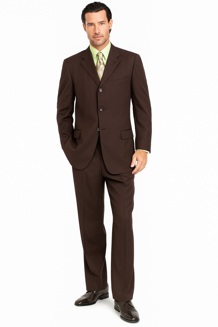 Italian Wine/Brown Italian Super 150's Wool premier quality italian fabric Design Three Buttons Style suit