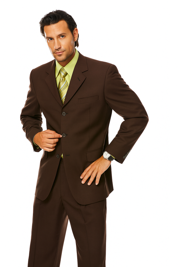 Italian Wine/Brown Italian Super 150's Wool premier quality italian fabric Design Three Buttons Style suit