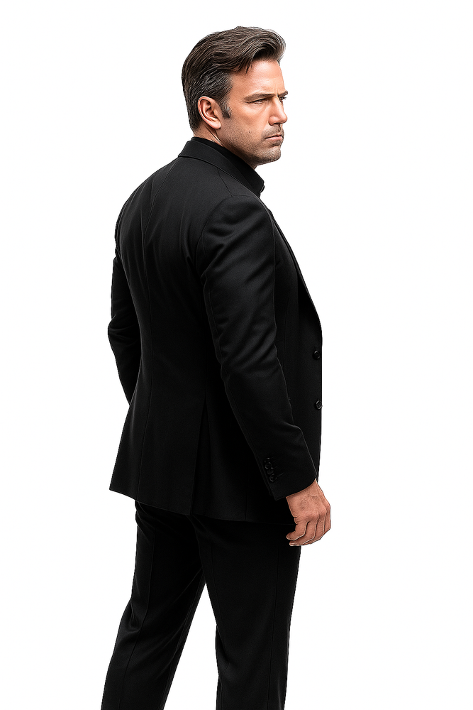 Batman V Superman Bruce Wayne Men's Black Peak Lapel Vested Wool Blend Suit