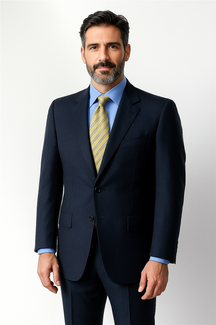 Big &amp; Tall XL Men's 2 Button Wool Dark Navy blue Suit For Men