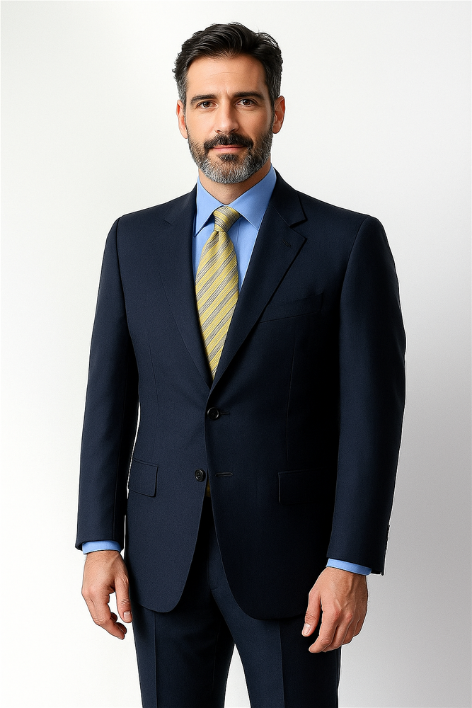 Big &amp; Tall XL Men's 2 Button Wool Dark Navy blue Suit For Men