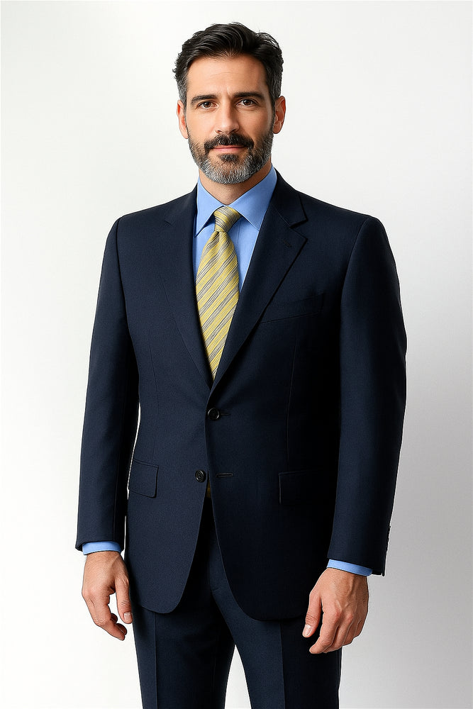 Big &amp; Tall XL Men's 2 Button Wool Dark Navy blue Suit For Men