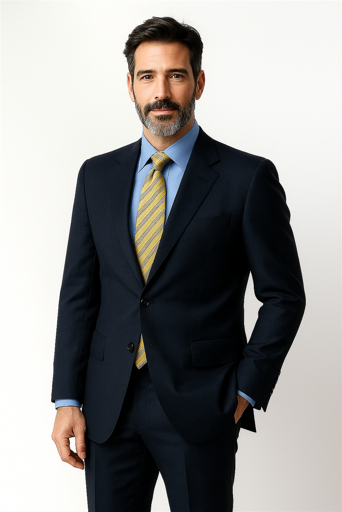 Big &amp; Tall XL Men's 2 Button Wool Dark Navy blue Suit For Men