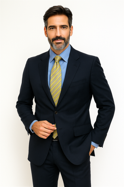 Big &amp; Tall XL Men's 2 Button Wool Dark Navy blue Suit For Men