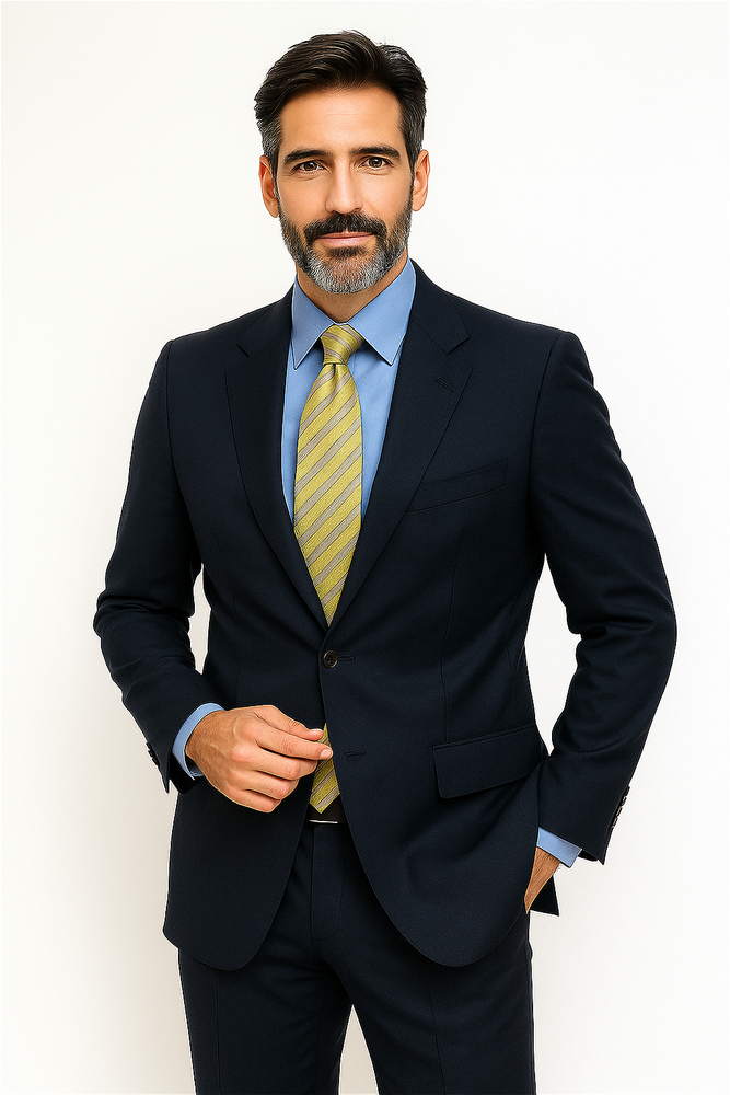 Big &amp; Tall XL Men's 2 Button Wool Dark Navy blue Suit For Men