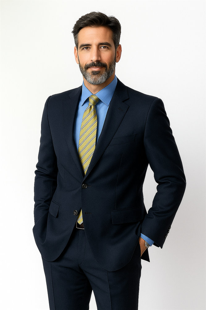 Big &amp; Tall XL Men's 2 Button Wool Dark Navy blue Suit For Men