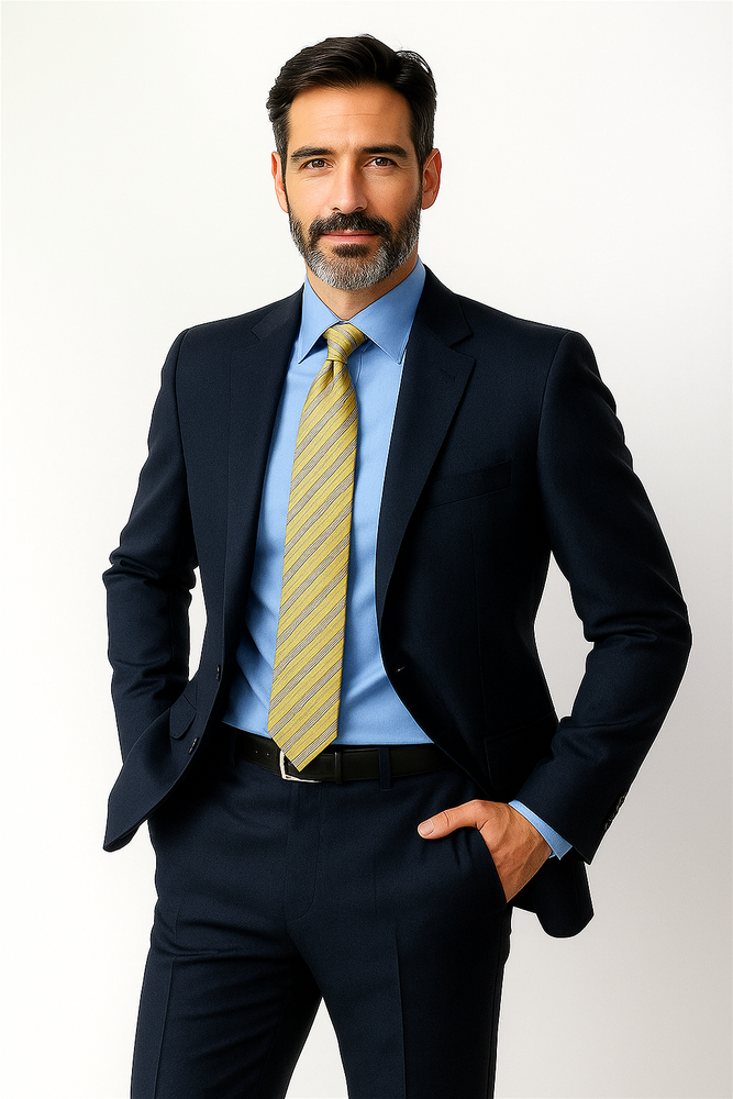 Big &amp; Tall XL Men's 2 Button Wool Dark Navy blue Suit For Men