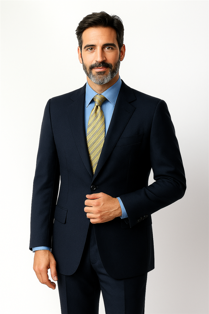 Big &amp; Tall XL Men's 2 Button Wool Dark Navy blue Suit For Men