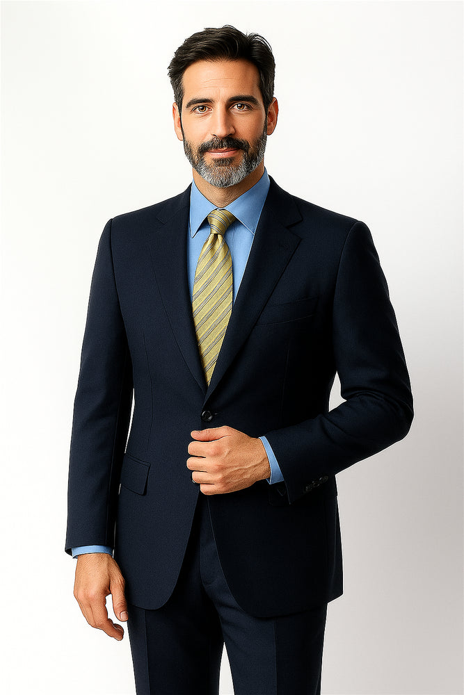 Big &amp; Tall XL Men's 2 Button Wool Dark Navy blue Suit For Men