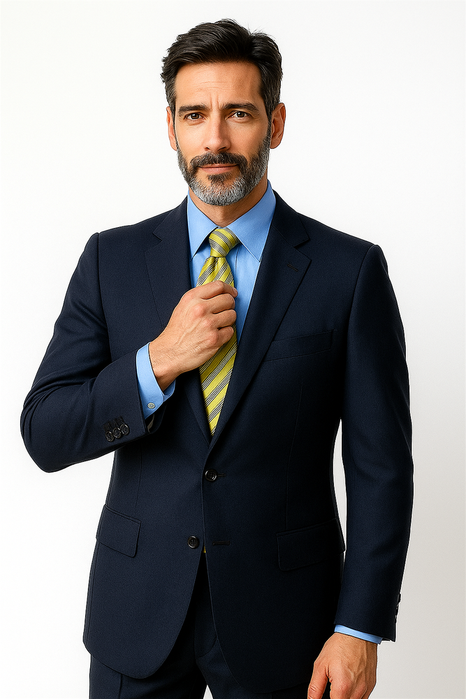 Big &amp; Tall XL Men's 2 Button Wool Dark Navy blue Suit For Men