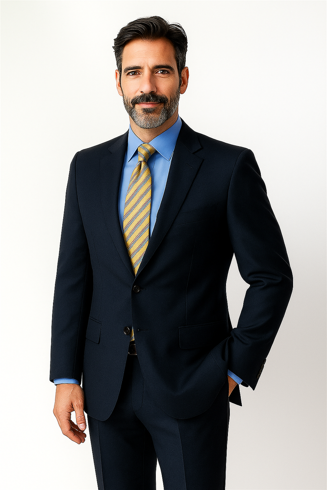 Big &amp; Tall XL Men's 2 Button Wool Dark Navy blue Suit For Men