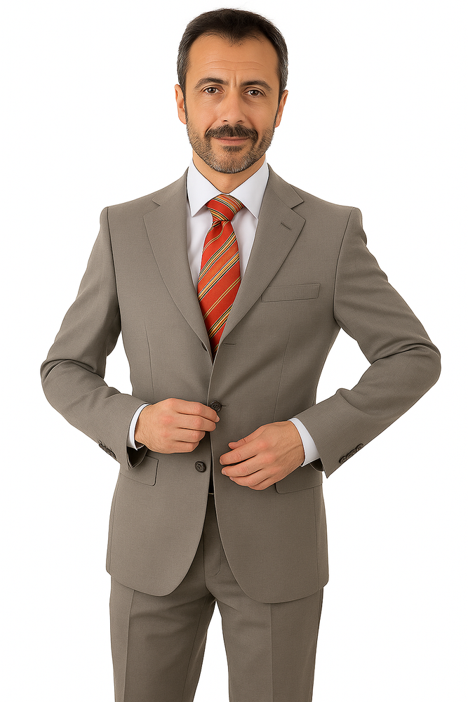 Mid Gray 3 Button Real premier quality italian fabric Super 150's Wool Italian Men's Three Buttons Style suit