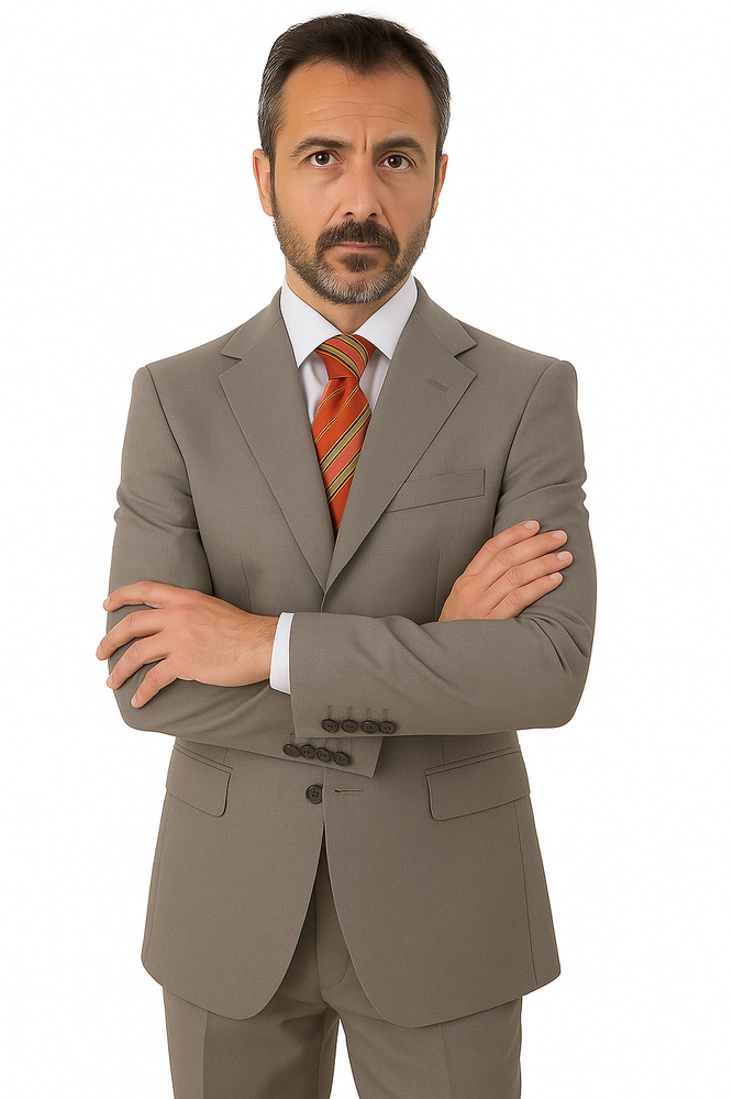 Mid Gray 3 Button Real premier quality italian fabric Super 150's Wool Italian Men's Three Buttons Style suit