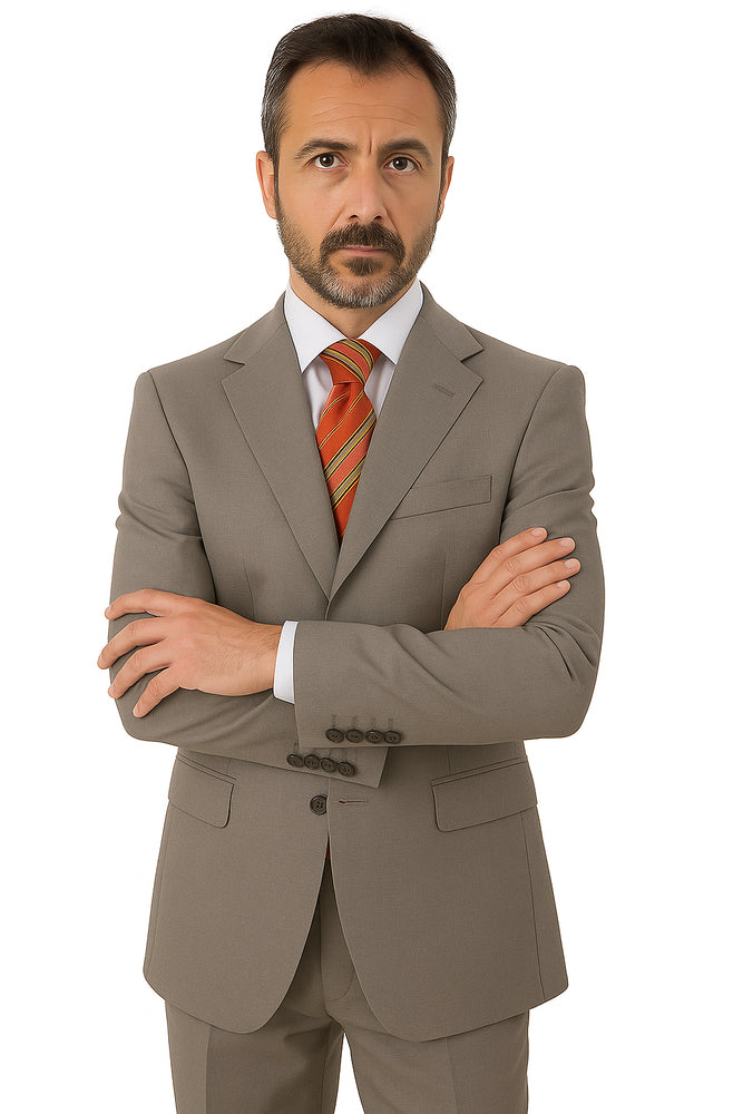Mid Gray 3 Button Real premier quality italian fabric Super 150's Wool Italian Men's Three Buttons Style suit