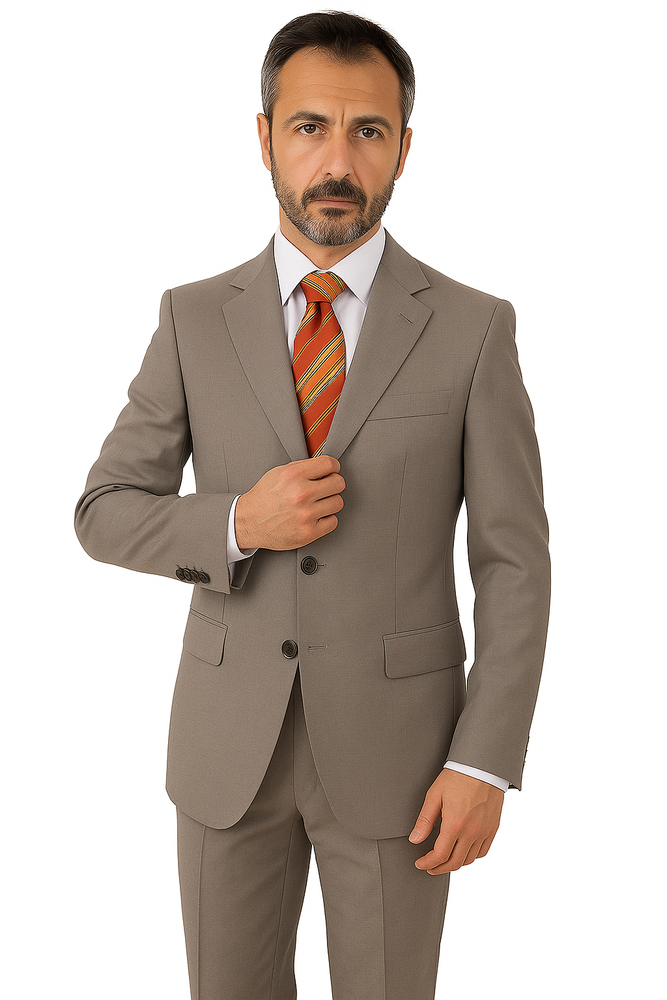 Mid Gray 3 Button Real premier quality italian fabric Super 150's Wool Italian Men's Three Buttons Style suit