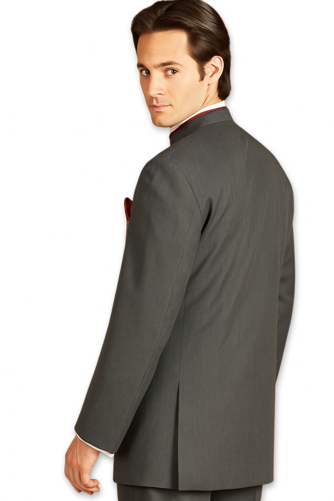 Men's Mandarin Tuxedo Medium Grey Suit - Mens Grey And Black Tuxedo Wedding - Charcoal Grey Tuxedo
