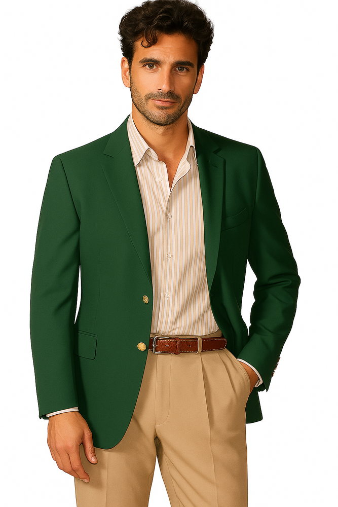 Brass Buttons Two Button Cheap Priced Unique Dress Blazer Jacket For Men Sale Augusta Green Blazer (Men +Women)