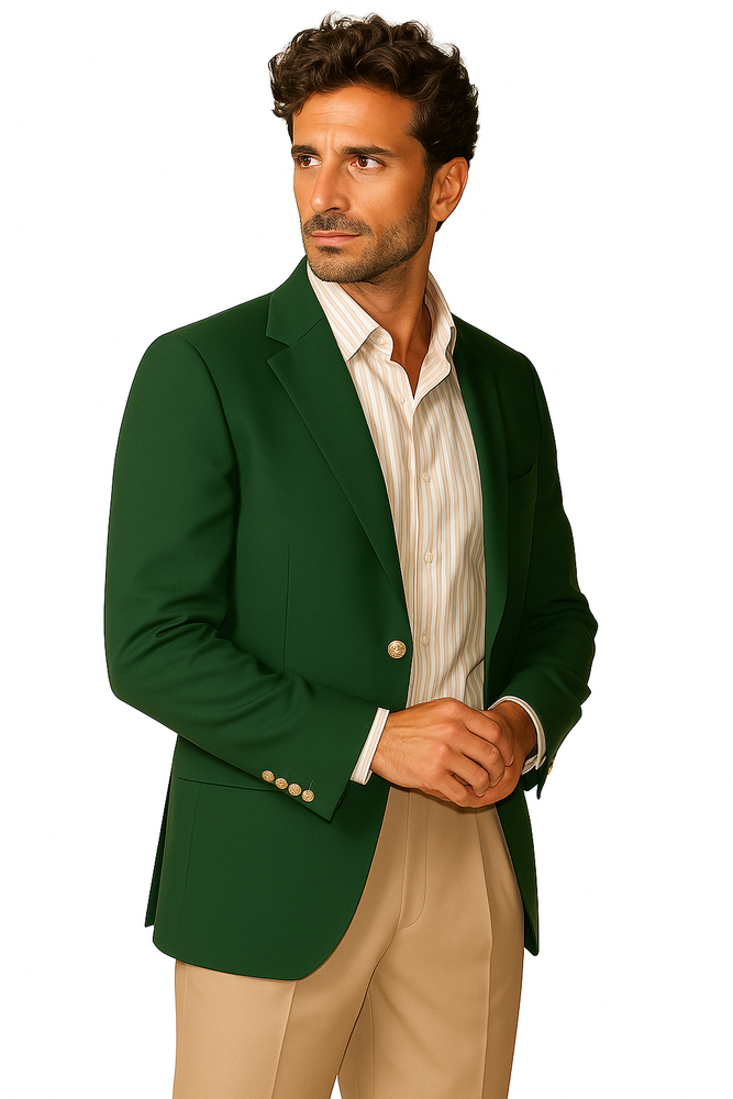 Brass Buttons Two Button Cheap Priced Unique Dress Blazer Jacket For Men Sale Augusta Green Blazer (Men +Women)