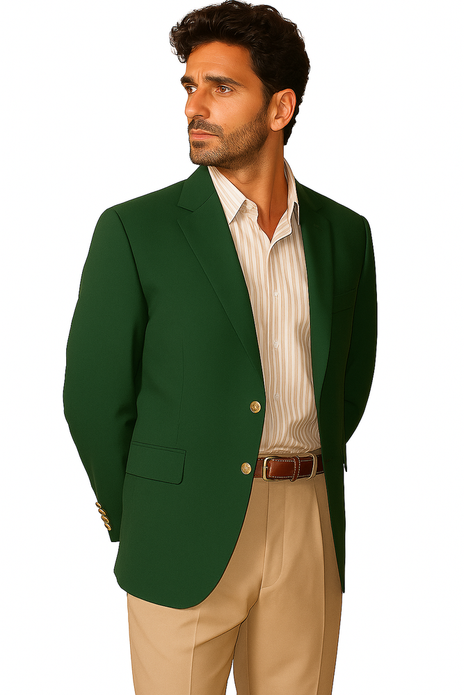 Brass Buttons Two Button Cheap Priced Unique Dress Blazer Jacket For Men Sale Augusta Green Blazer (Men +Women)